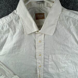 Gitman Bros USA Button Up Shirt Long Sleeve Men White 17.5 34 TTX Cotton Oxford